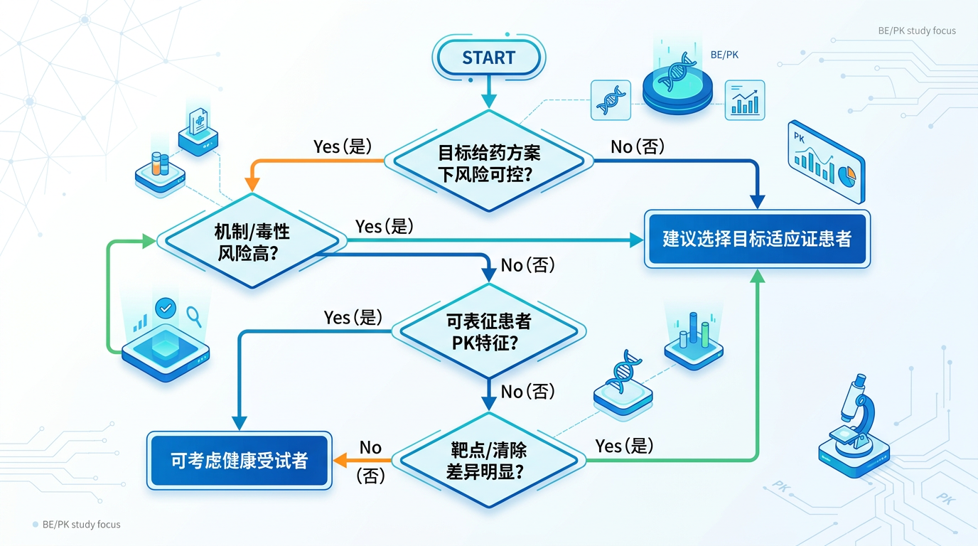 BE/PK比对研究受试者选择决策树（中文要点）