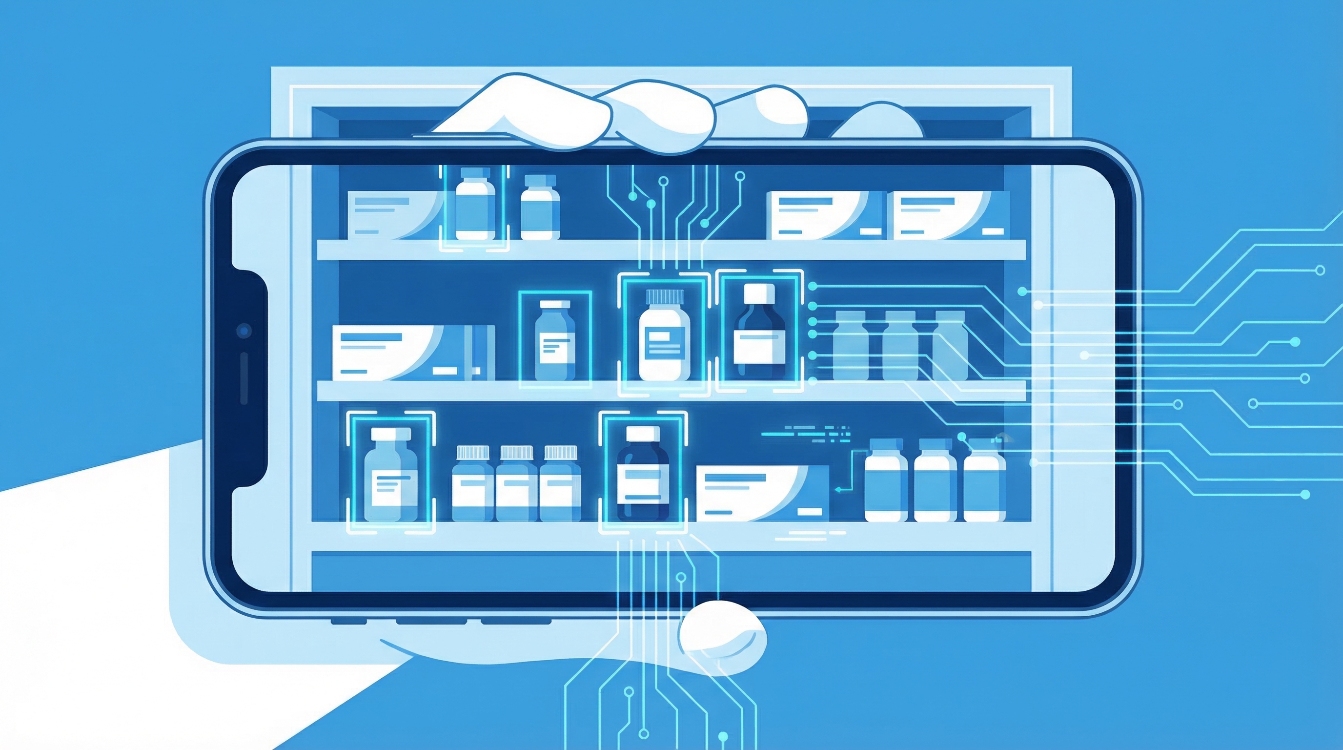 手机拍摄药店货架 AI 识别示意图